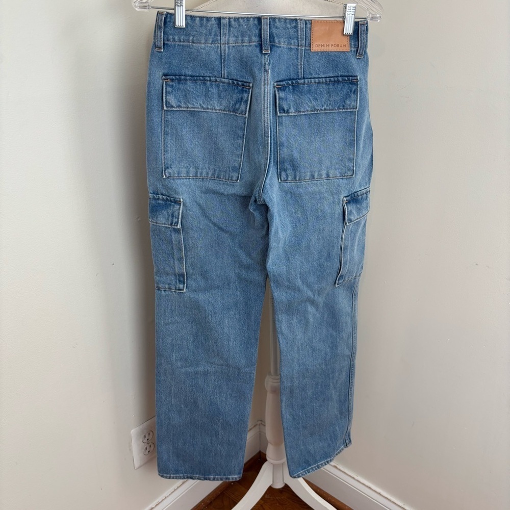 Denim Forum The '90s Edie Lo-rise Cargo Jean in 7 Yrs Pctr Ths Bleu Size 24 NWOT - Picture 12 of 16